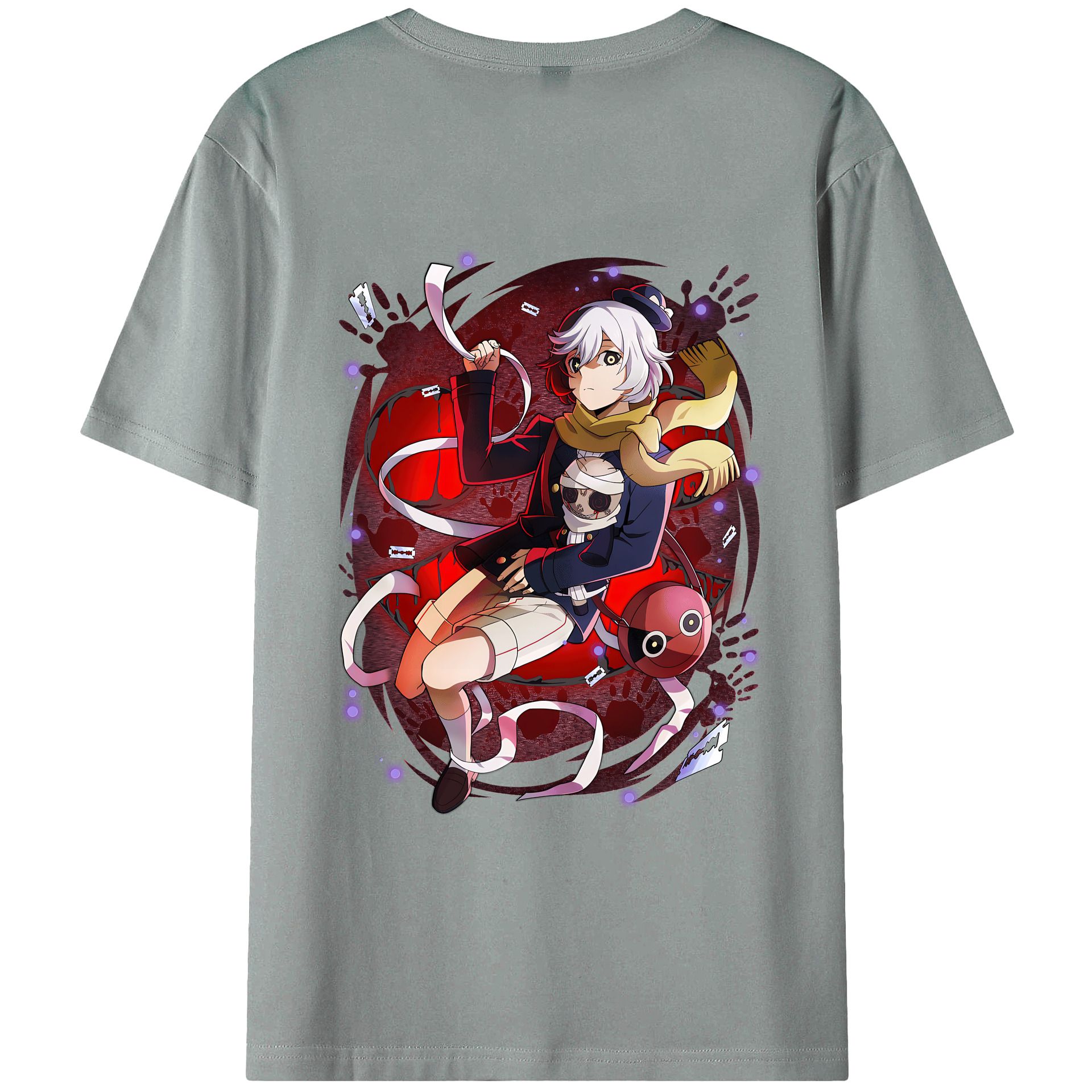 （画像用） 文豪ストレイドッグス Bungo Stray Dogs 綿100％ メンズ半袖Tシャツ（バックプリント） 通気性